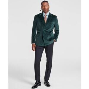 Tayion Collection Men's Forest Green Velvet Double Breast Dinner Jacket Size 40R